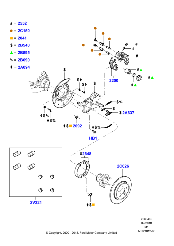 FORD 4533416 - Zestaw tulei prowadzących, zacisk hamulca parts5.com