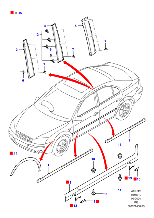 FORD 1456554 - Trim / Protective Strip, door parts5.com