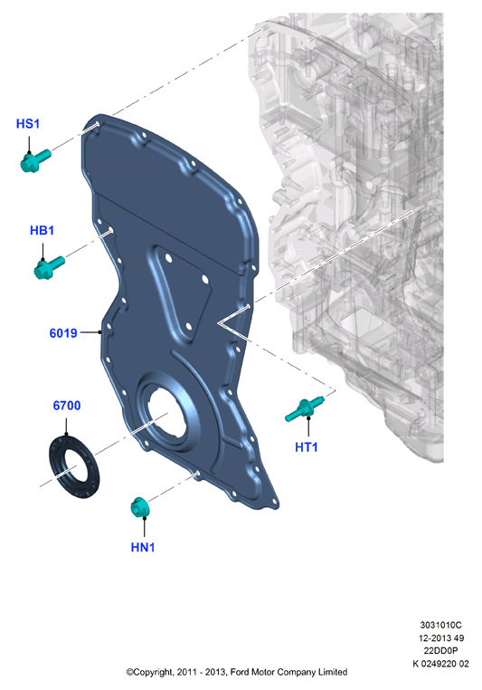 FORD 1 738 621 - Cárter de distribución parts5.com