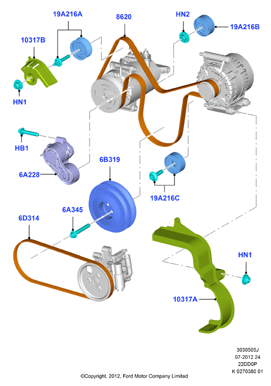 FORD 1465190 - Curea transmisie cu caneluri parts5.com