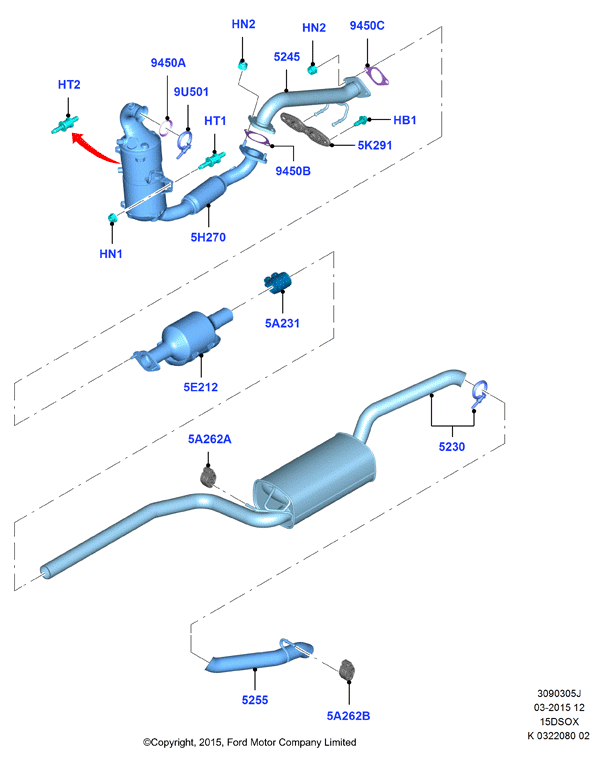 FORD 1887555 - Tubo de escape parts5.com