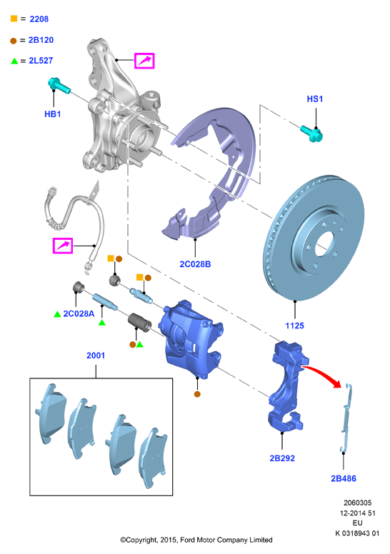 FORD 1682877 - Zestaw tulei prowadzących, zacisk hamulca parts5.com