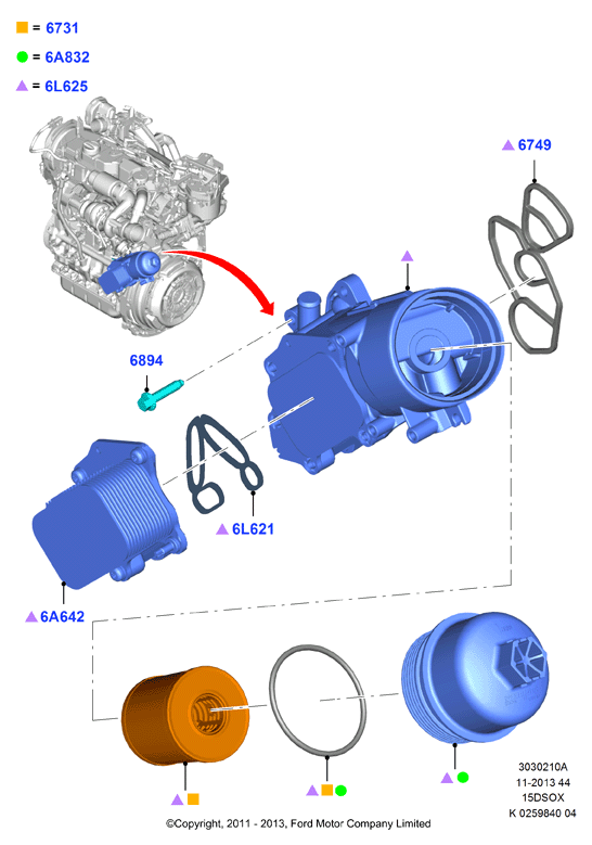 FORD 1685820 - Radiador de aceite, aceite motor parts5.com