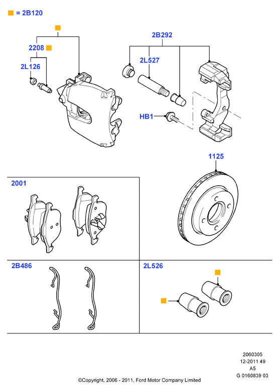 FORD 1223635 - Kompletni pribor,torna obloga kolutne zavore parts5.com