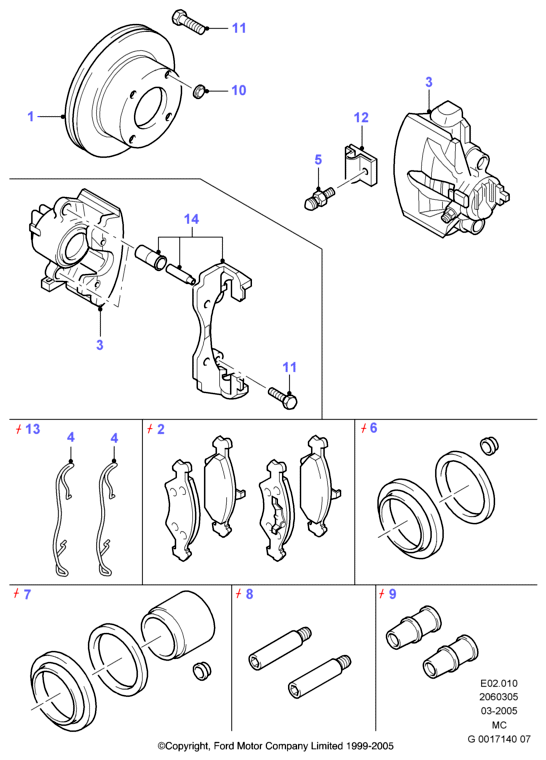 FORD 1041466 - Комплект принадлежности, дискови накладки parts5.com