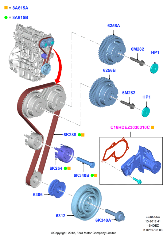 FORD 2035528 - Set curea de distributie parts5.com