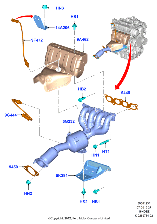 FORD 1 309 484 - Tesnilka, izpusna cev parts5.com