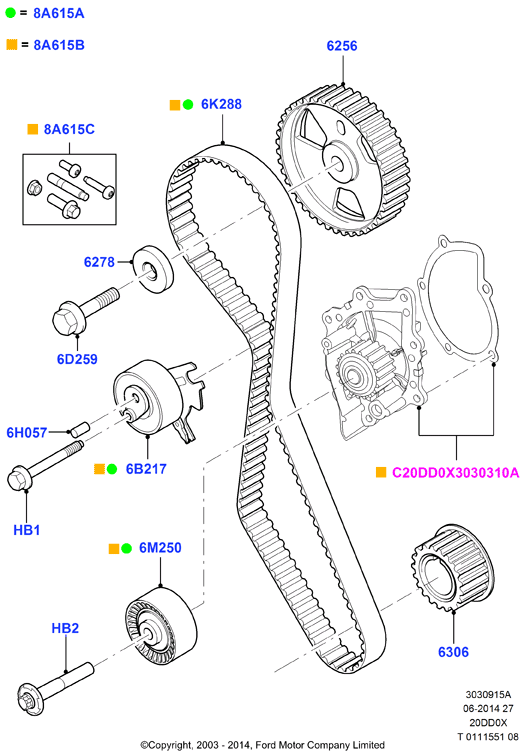 FORD 1855732 - Vízpumpa + fogasszíj készlet parts5.com