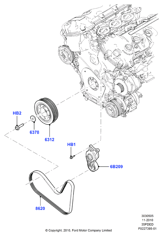 FORD USA BT4Z 6B209 B - Belt Tensioner, v-ribbed belt parts5.com