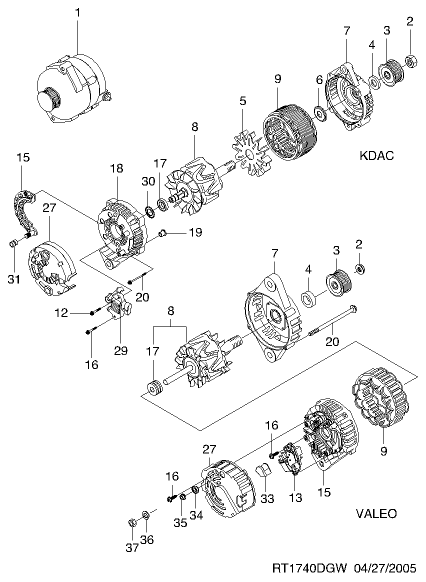 Chevrolet 96540541 - Генератор parts5.com