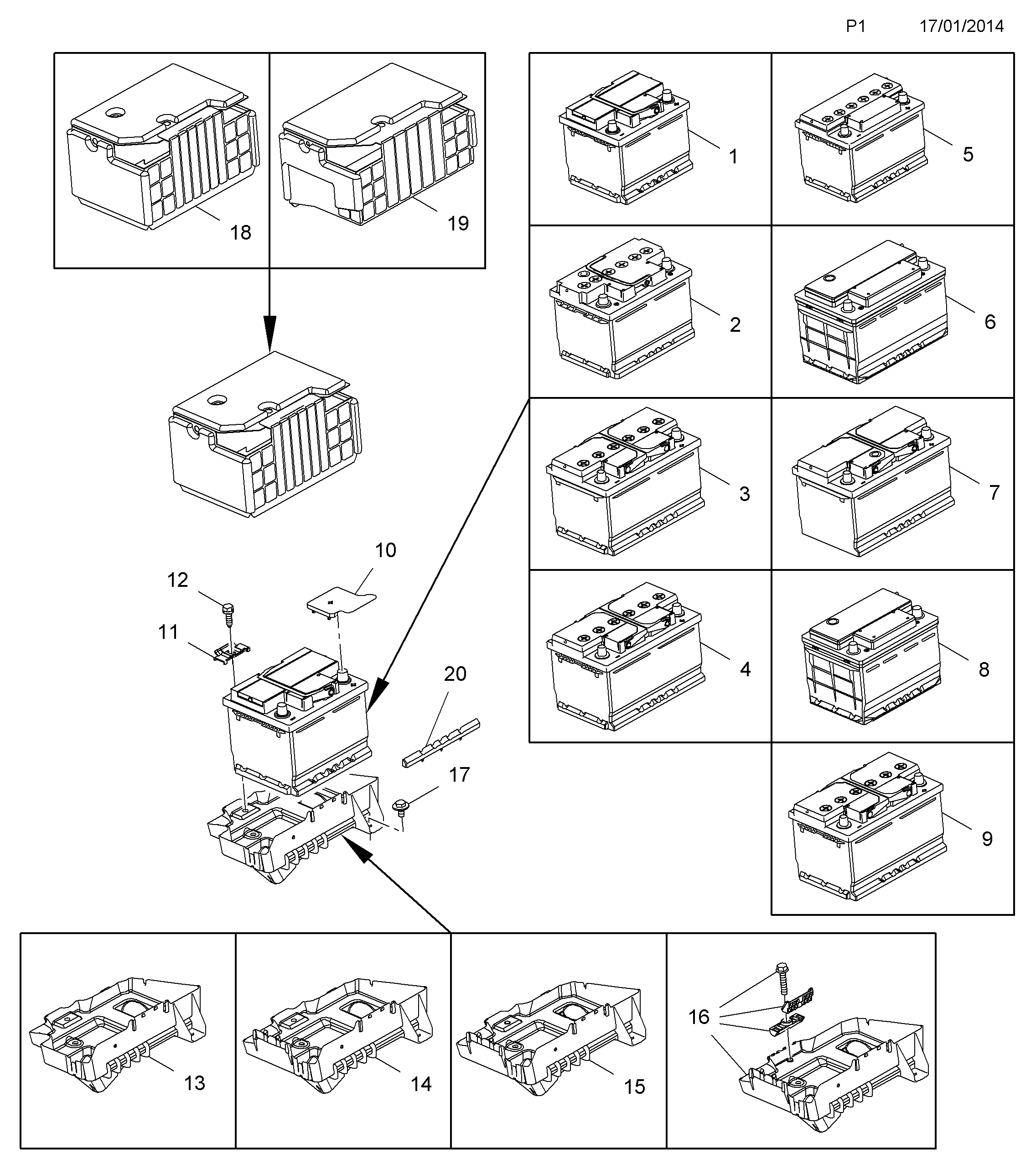 Vauxhall 1201003 - BATTERY, 12V.60AMP, WITH CHARGE STATUS INDICATOR (IDENT FW) (AFT parts5.com