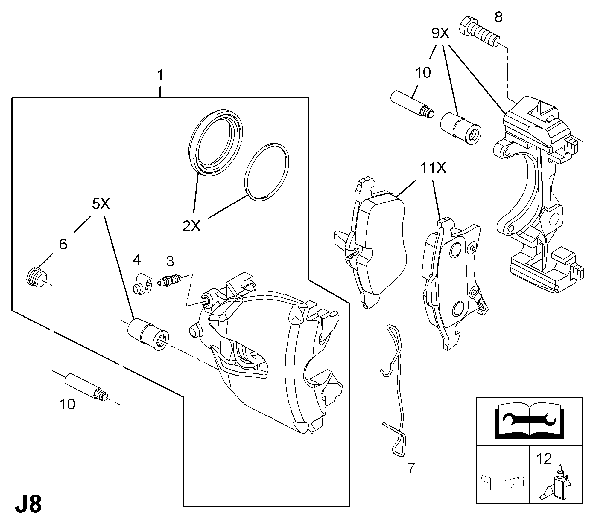 Opel 5 46 528 - Komplet vodećih čahura, kočno sedlo parts5.com