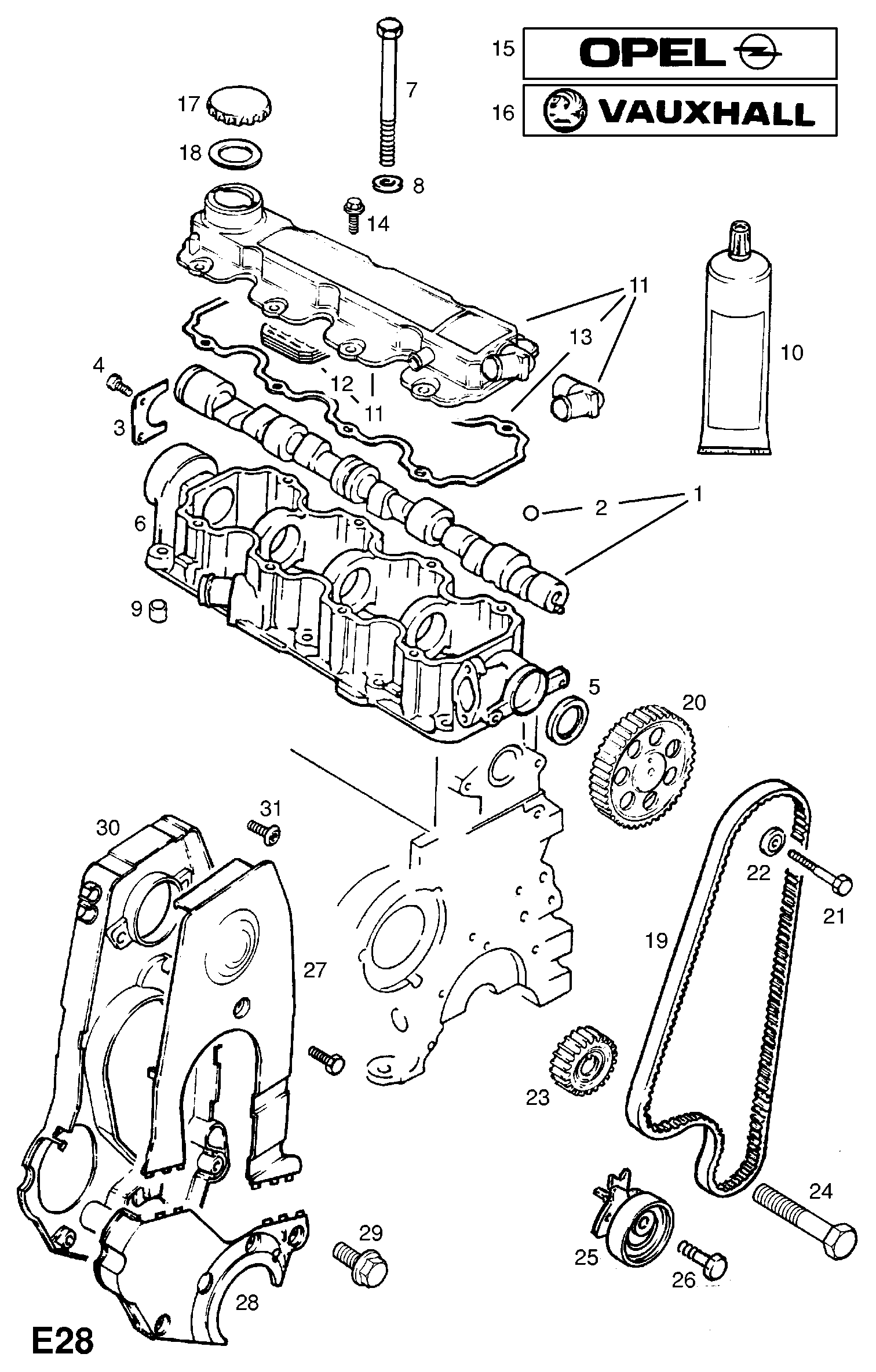 Vauxhall 56 36 722 - Rola intinzator,curea distributie parts5.com