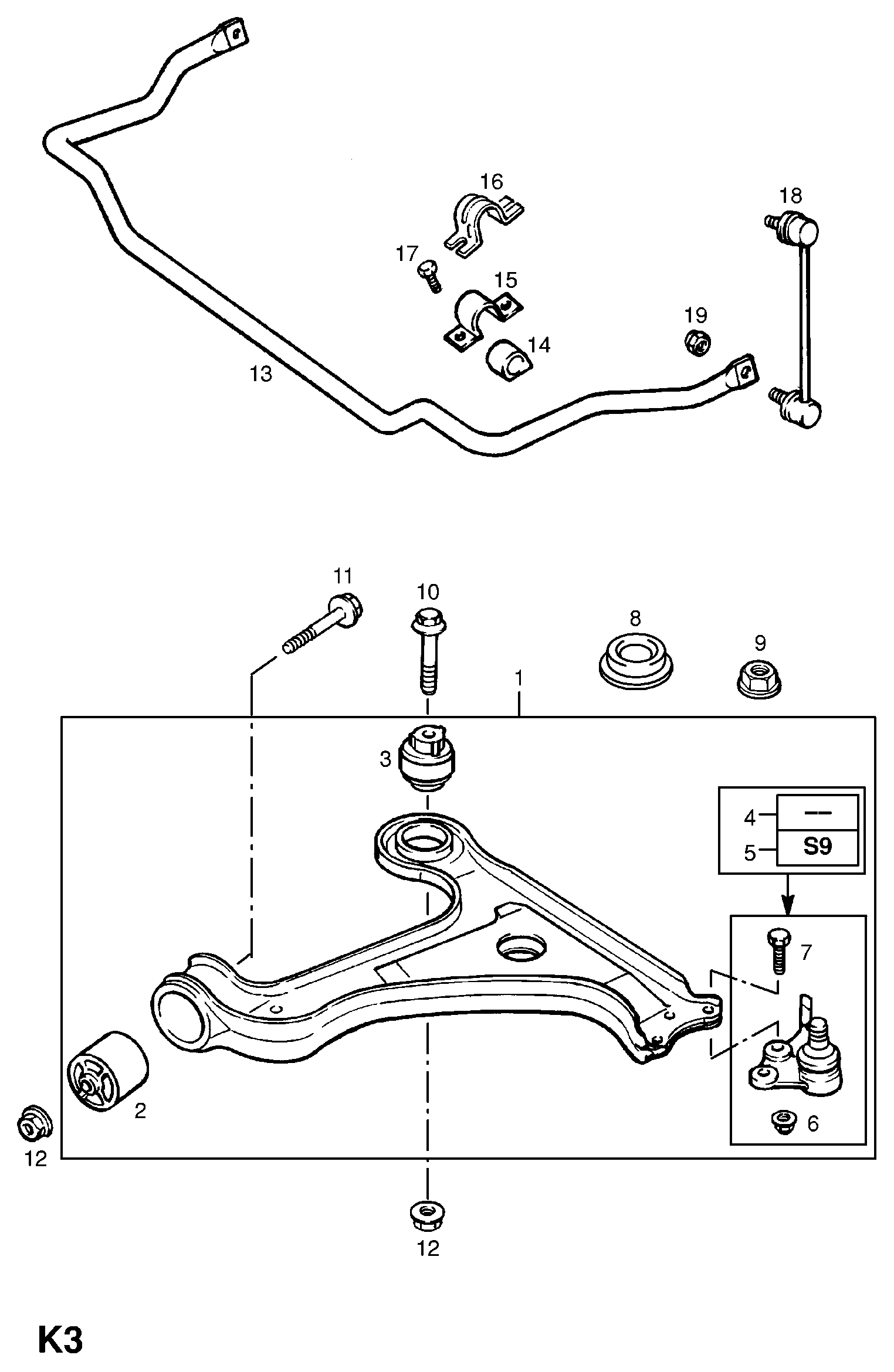 Vauxhall 3 52 028 - Wahacz, zawieszenie koła parts5.com