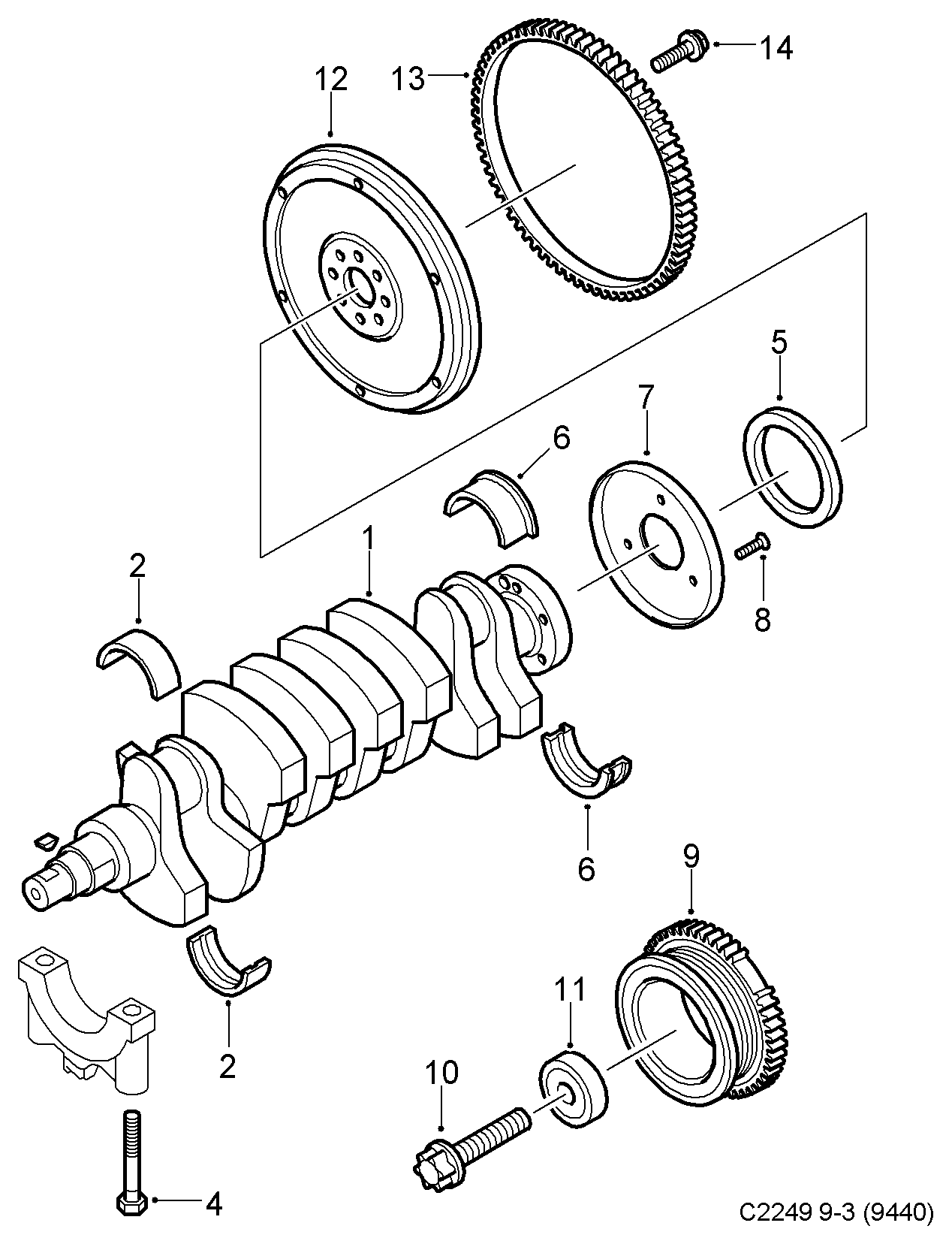 FIAT 55355235 - Bague d'étanchéité, vilebrequin parts5.com