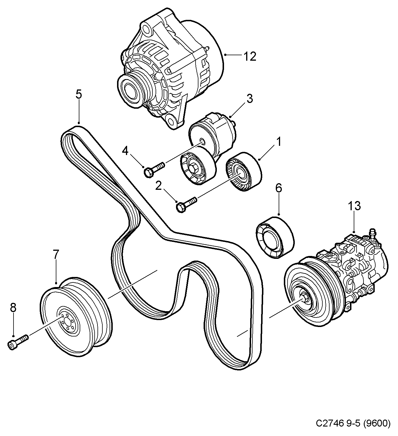 Opel 55190813 - Τεντωτήρας ιμάντα, ιμάντας poly-V parts5.com