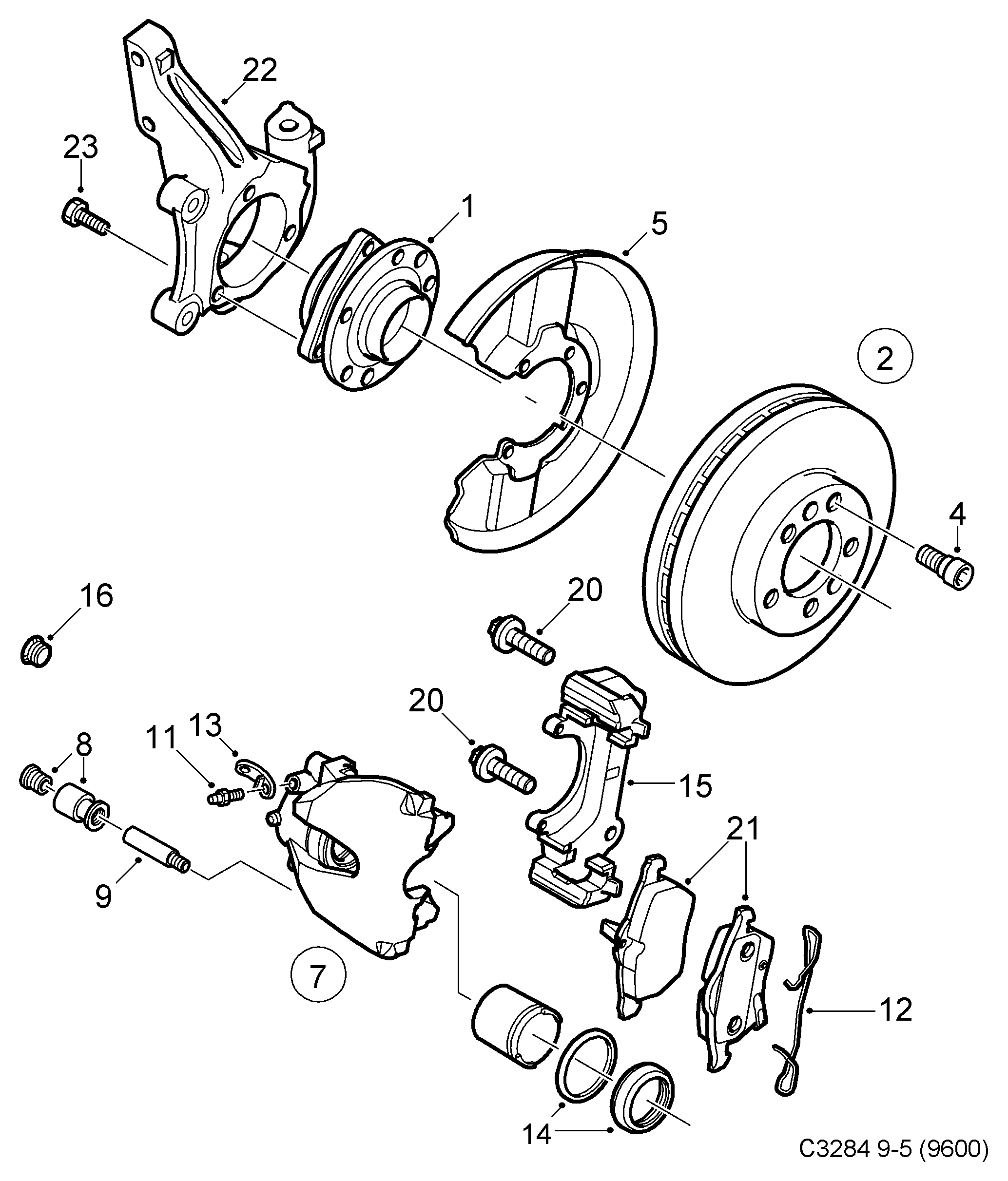 SAAB 8969107 - Vezetőpersely-készlet, féknyereg parts5.com