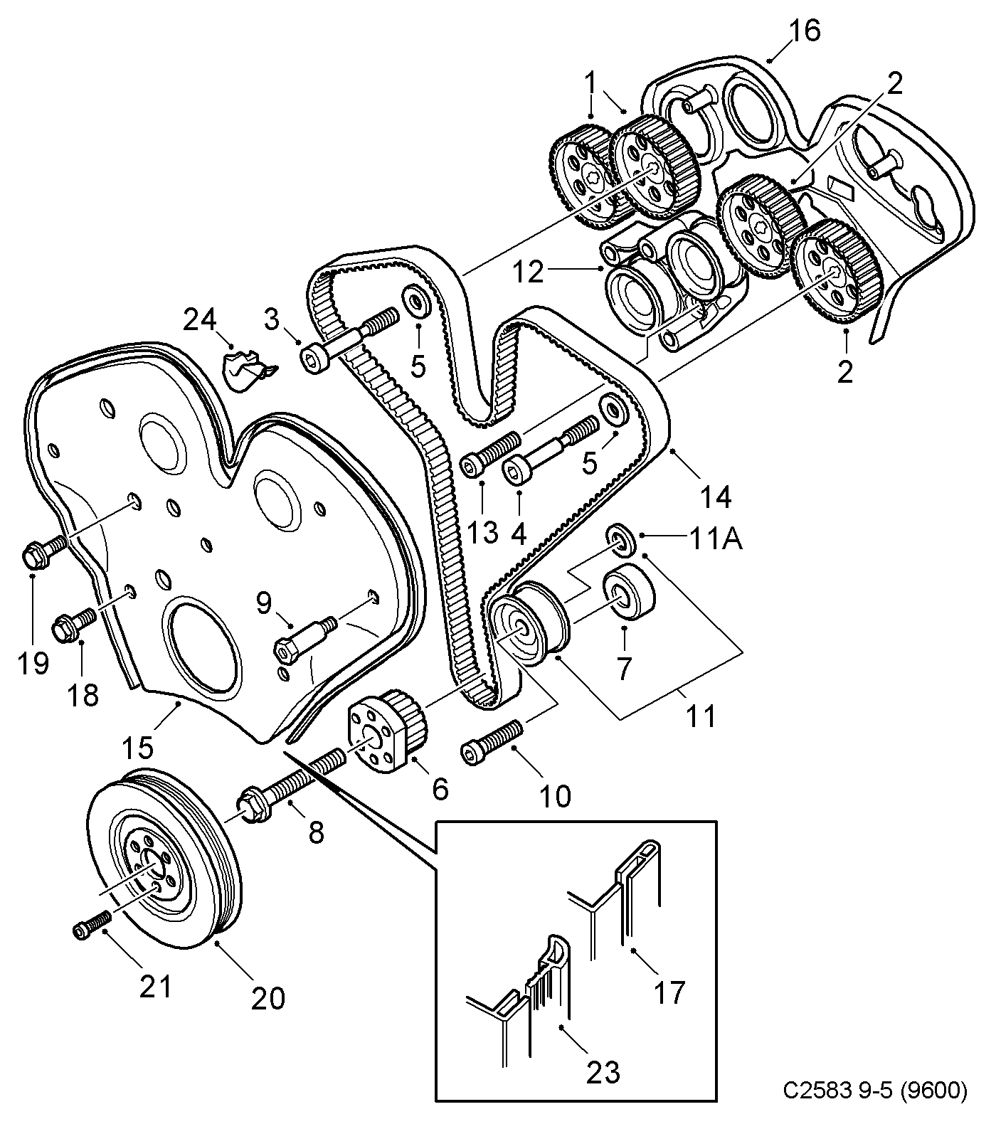 Cadillac 90543739 - Set curea de distributie parts5.com