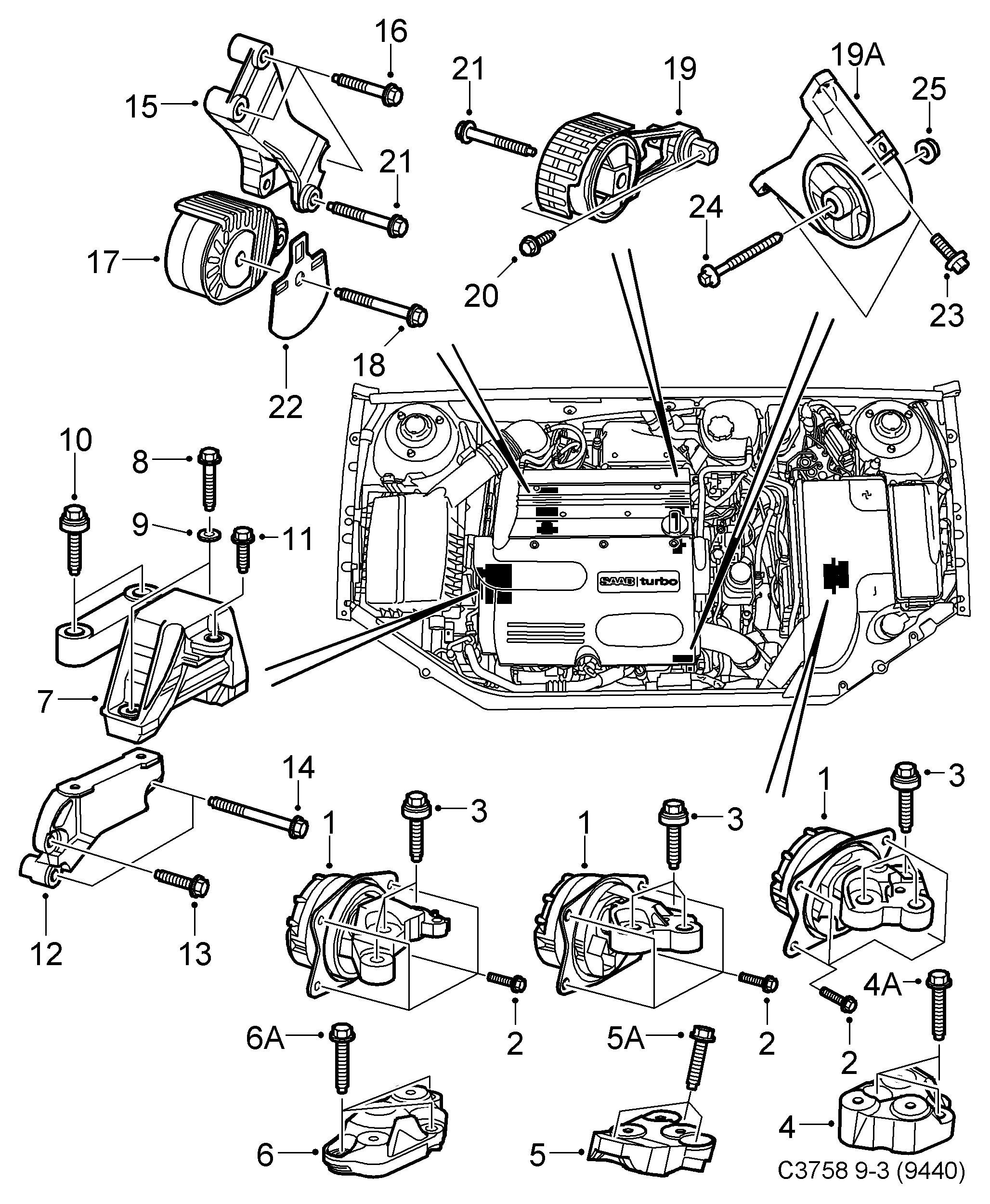 SAAB 9184404 - Suport motor parts5.com