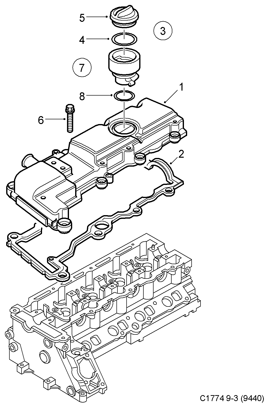 Chevrolet 90448217 - Garnitura, capac alimemtare ulei parts5.com