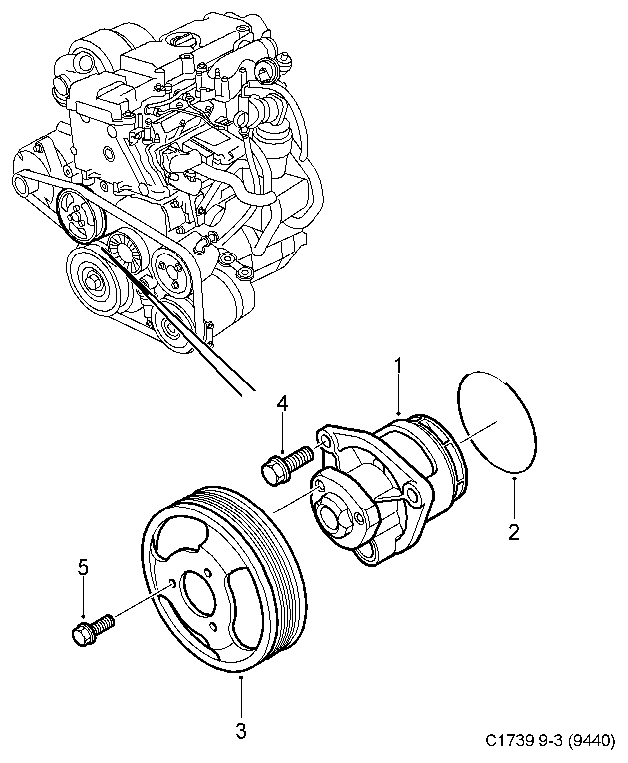 SAAB 93182043 - Αντλία νερού parts5.com