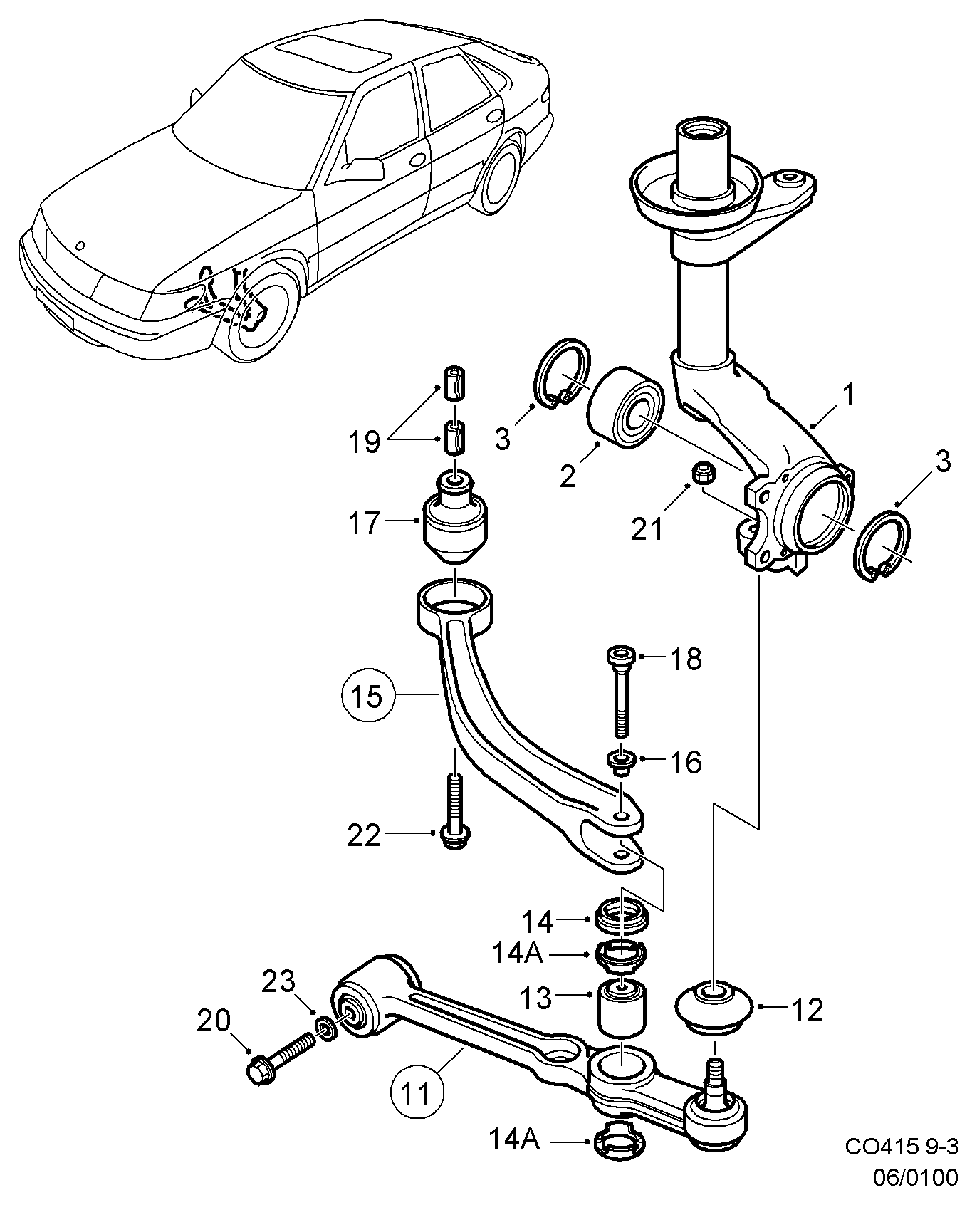 SAAB 45 43 450* - Barra oscilante, suspensión de ruedas parts5.com