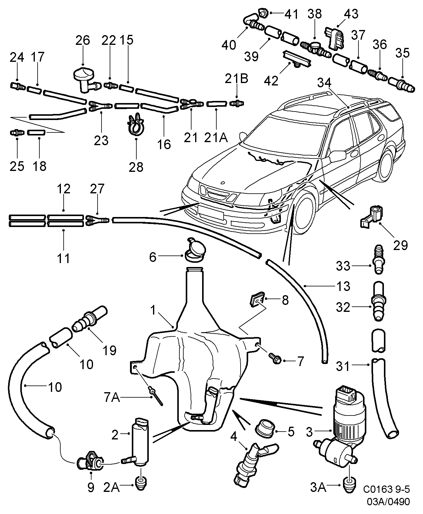 SAAB 4832903 - Waschwasserpumpe, Scheibenreinigung parts5.com