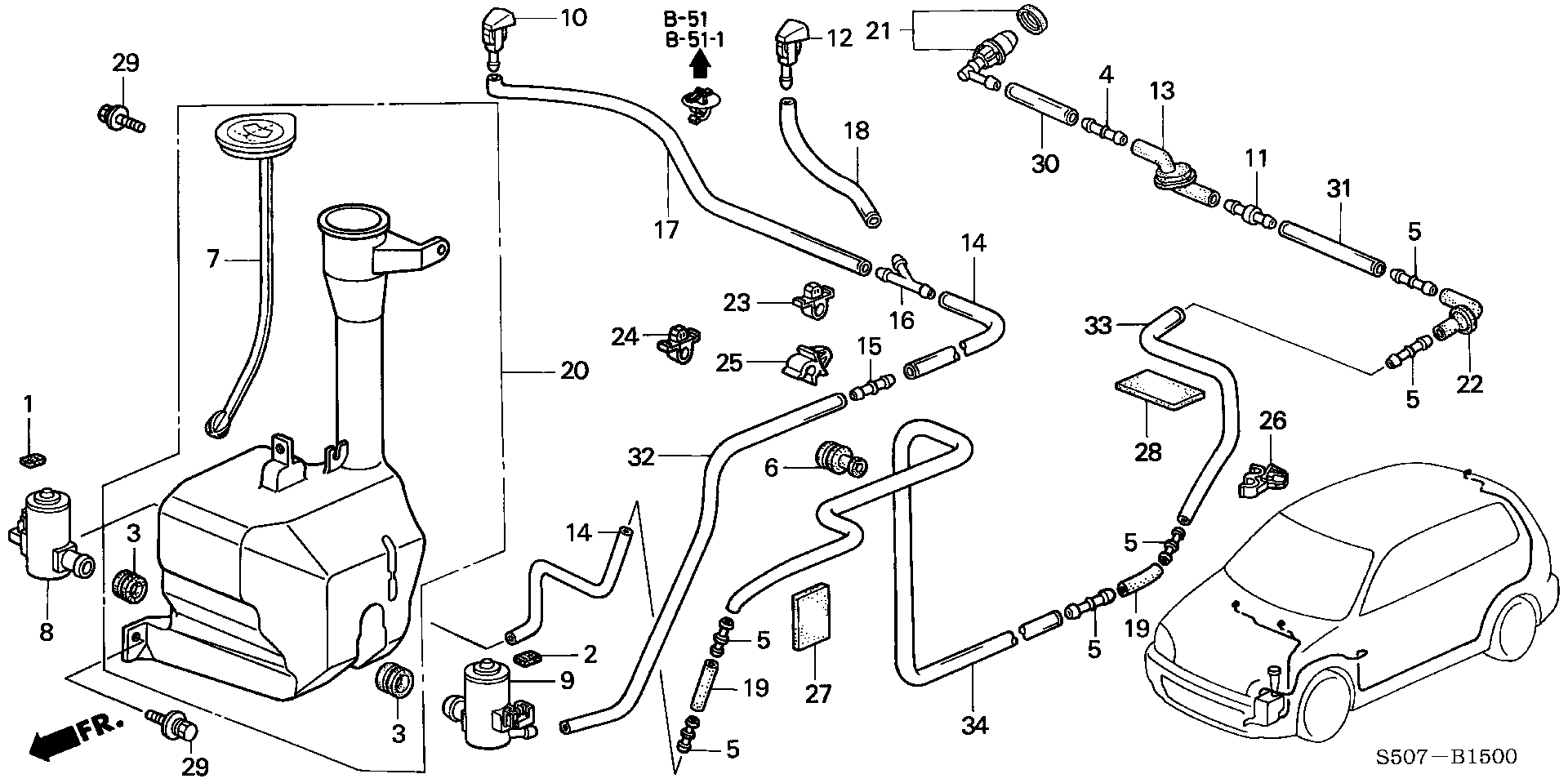 Honda 76806SE0921 - Pompa de apa,spalare parbriz parts5.com