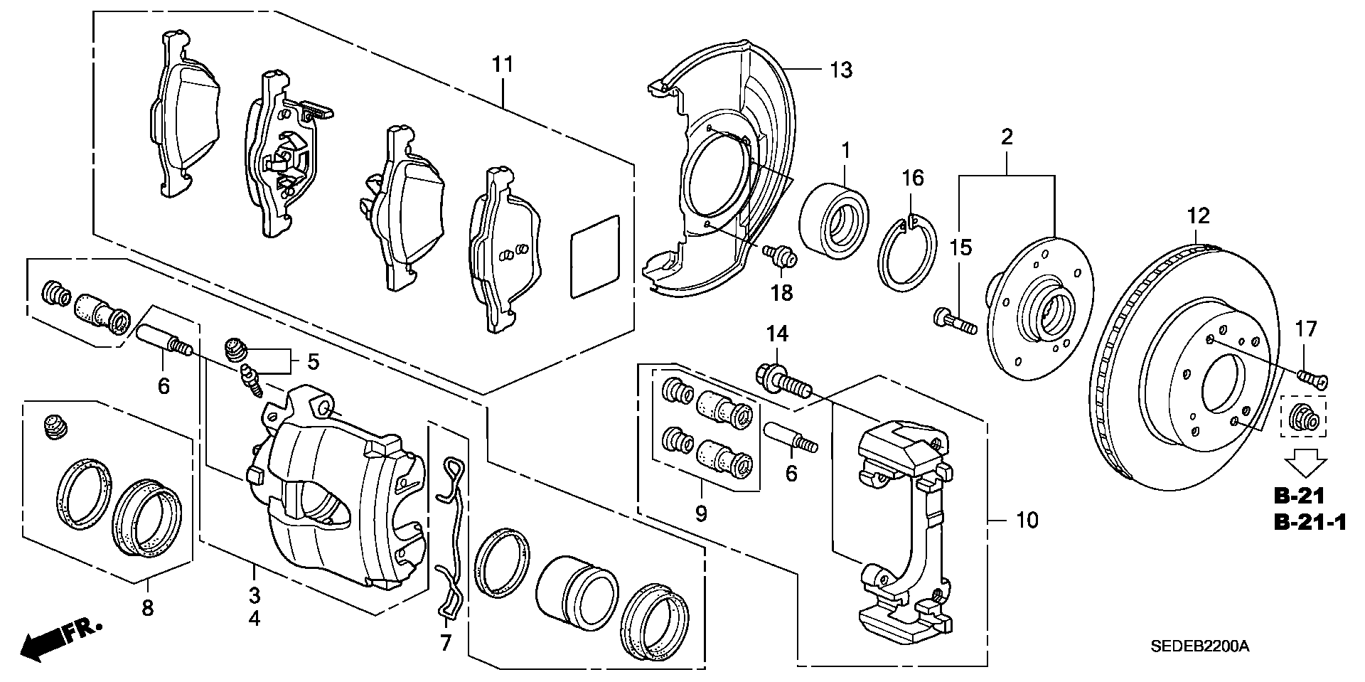 Honda 45007-SEA-E01 - Juego de casquillos guía, pinza de freno parts5.com