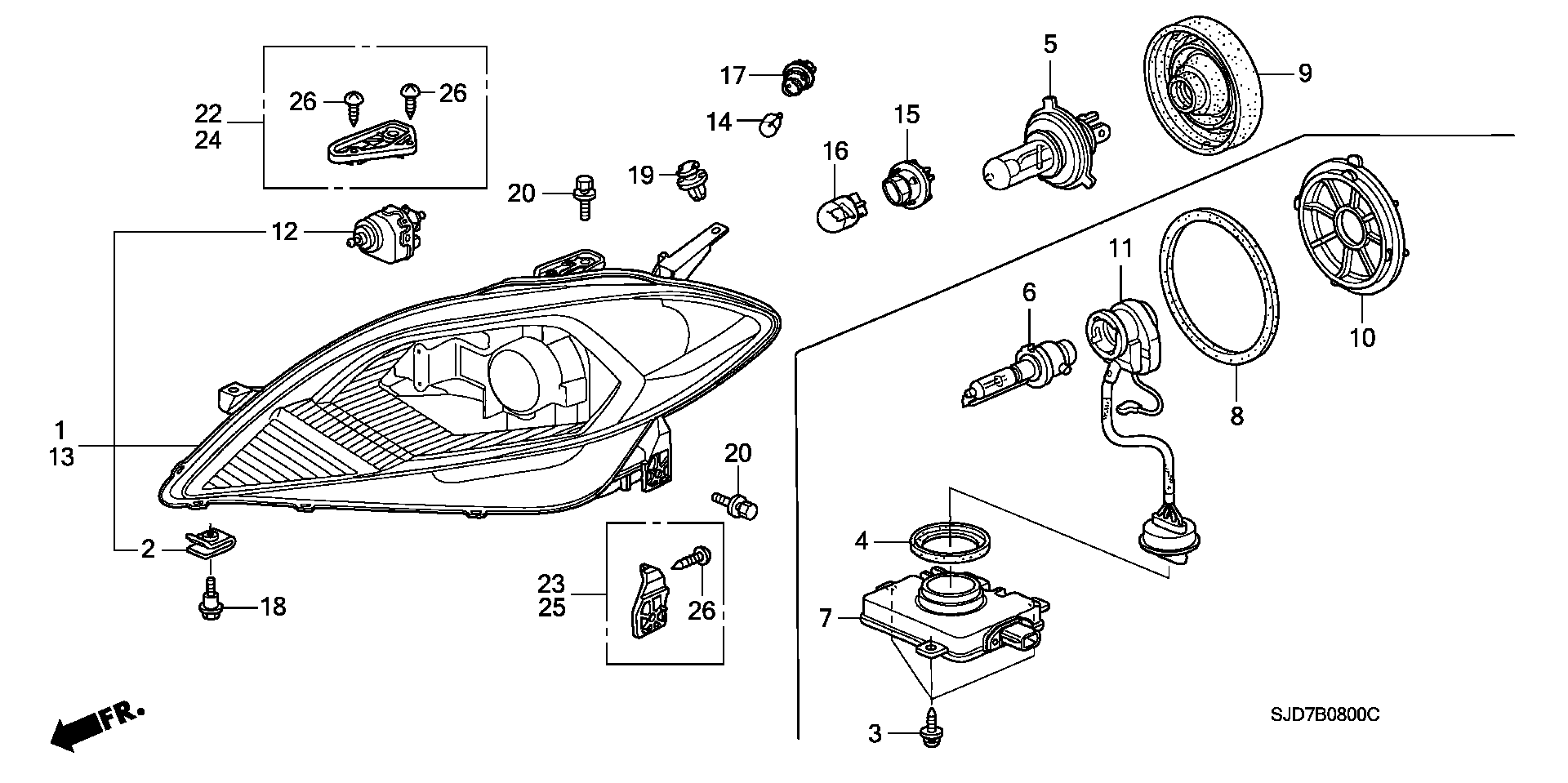 Honda 33115-SM4-003 - Bec, proiector ceata parts5.com