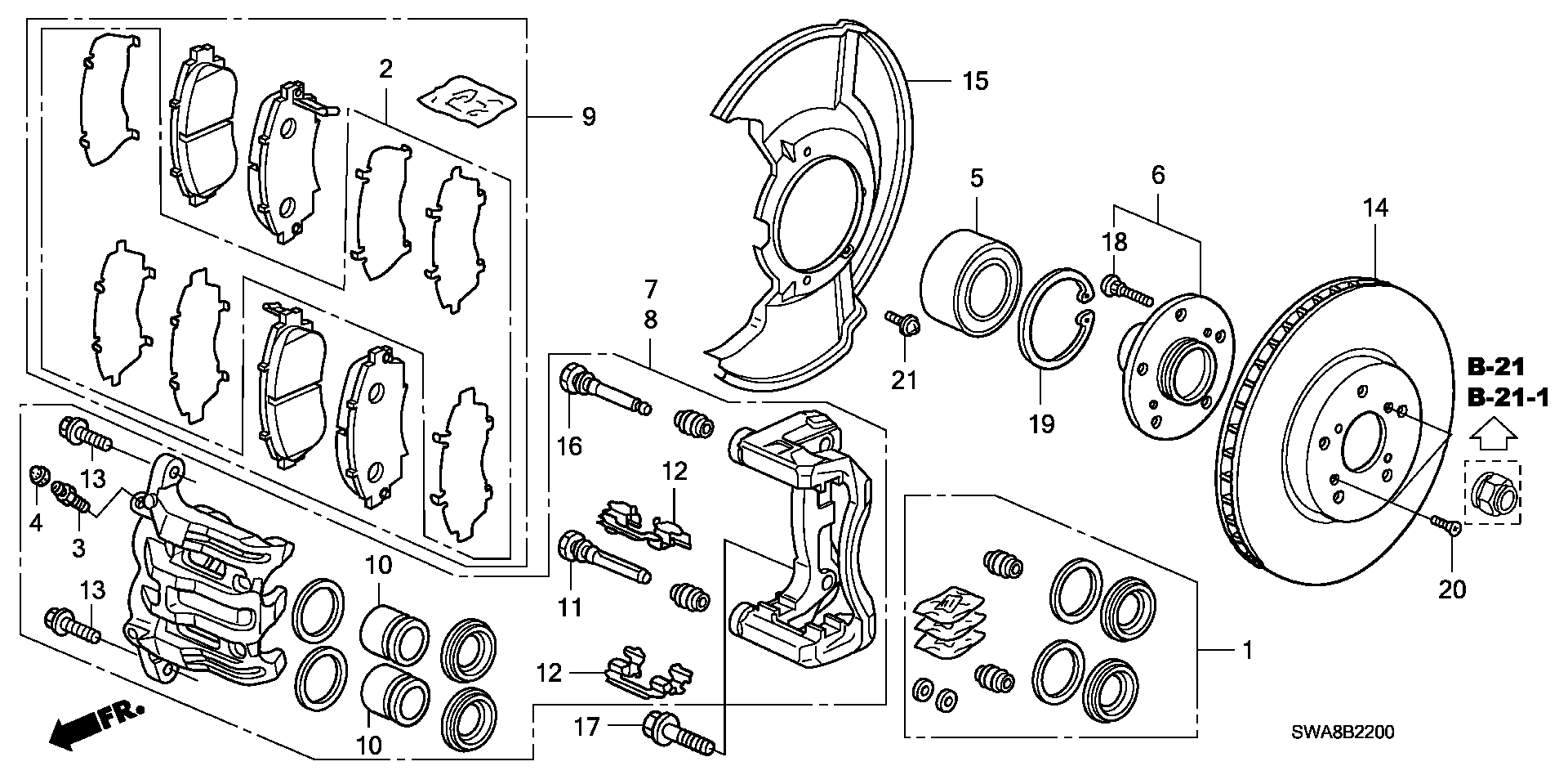 Honda 44300-SJKJ01 - Σετ ρουλεμάν τροχών parts5.com