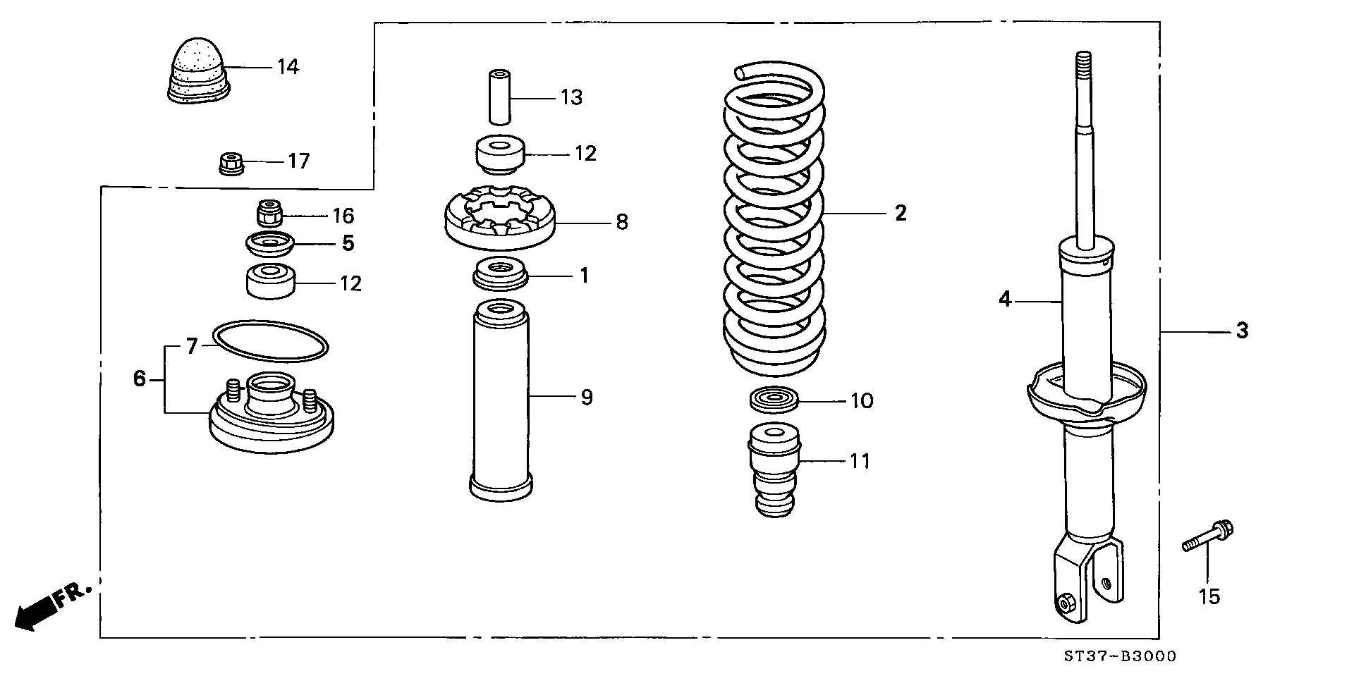 Honda 52725-SK3-000 - Támcsapágy, gólyaláb parts5.com