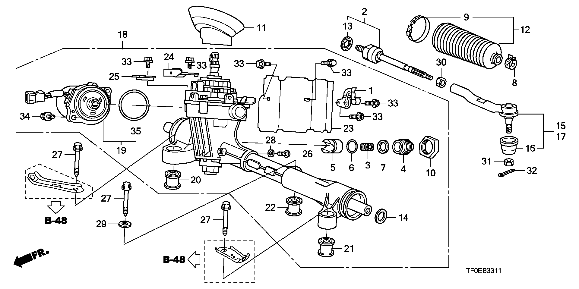 Honda 53560-TF0-003 - Накрайник на напречна кормилна щанга parts5.com