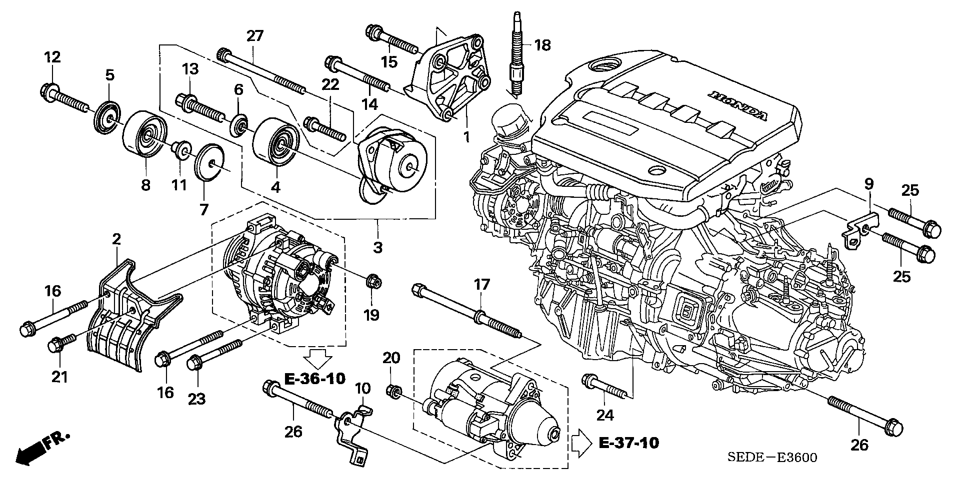 Honda 31180-RBD-E01 - Preusmerjevalni valj / vodilni valj, rebrasti jermen parts5.com