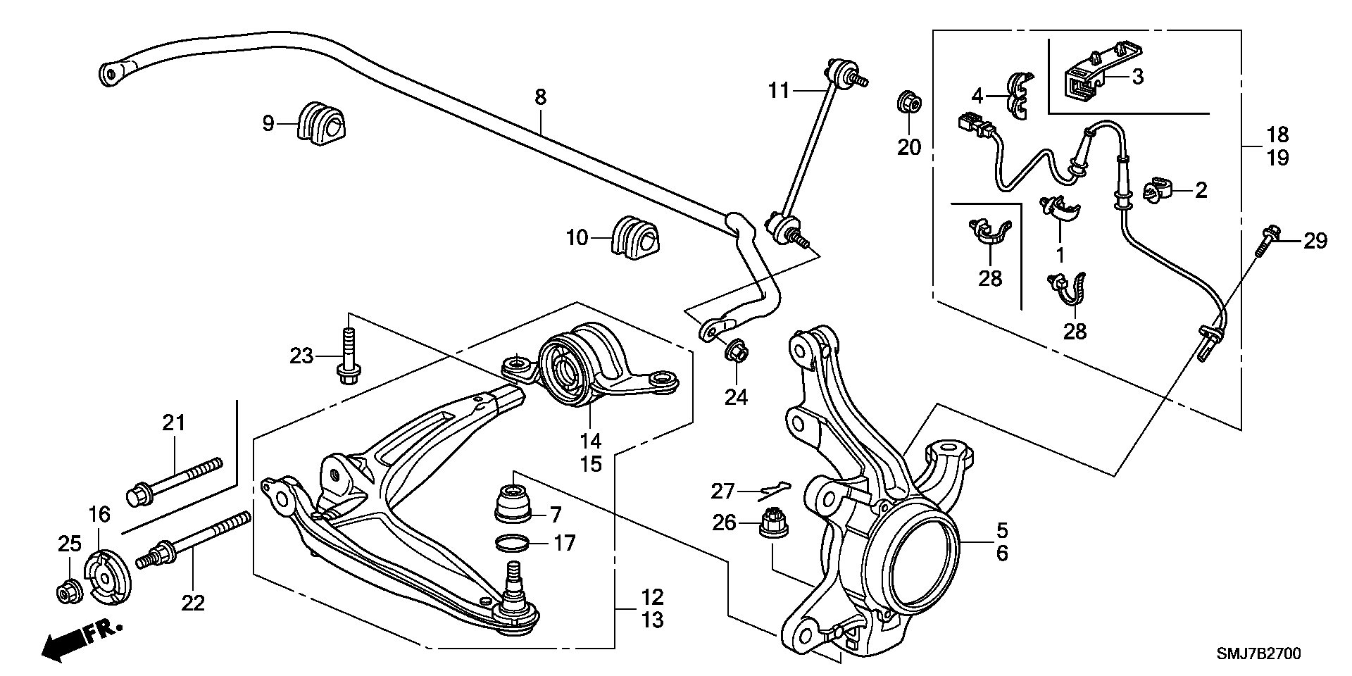 Honda 57450 SMG E01 - Датчик ABS, частота вращения колеса parts5.com