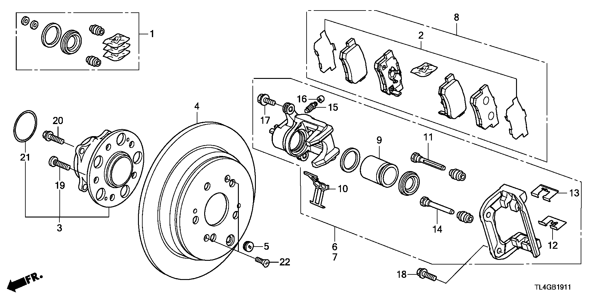 Honda 43022TL0G52 - Sada brzdových destiček, kotoučová brzda parts5.com