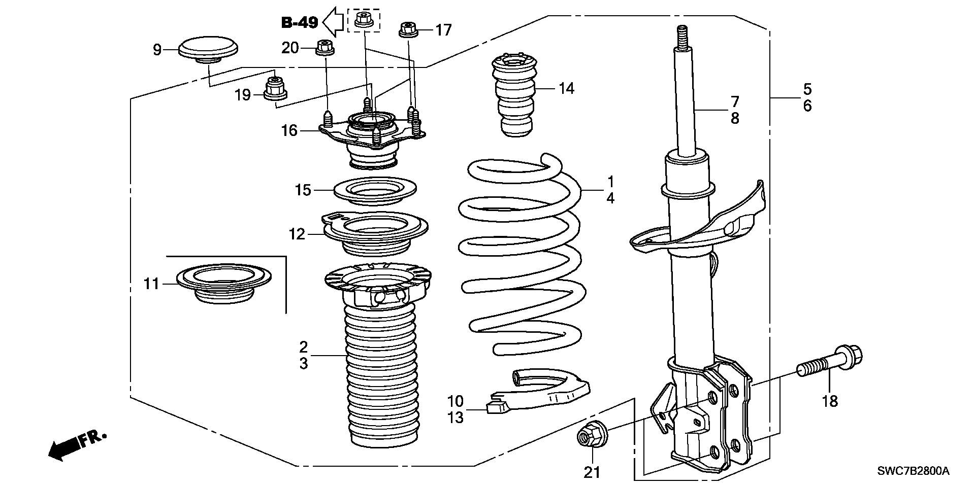 Honda 51726-SWA-A01 - Rulment sarcina amortizor parts5.com