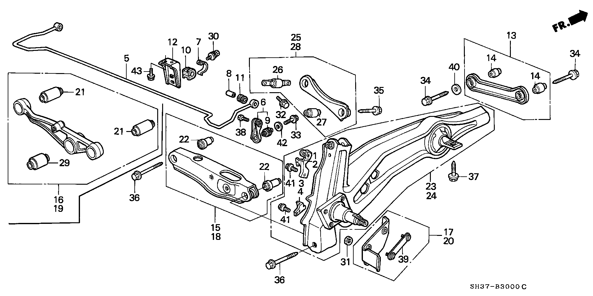 Honda 52343-SH3-004 - Uložení, řídicí mechanismus parts5.com