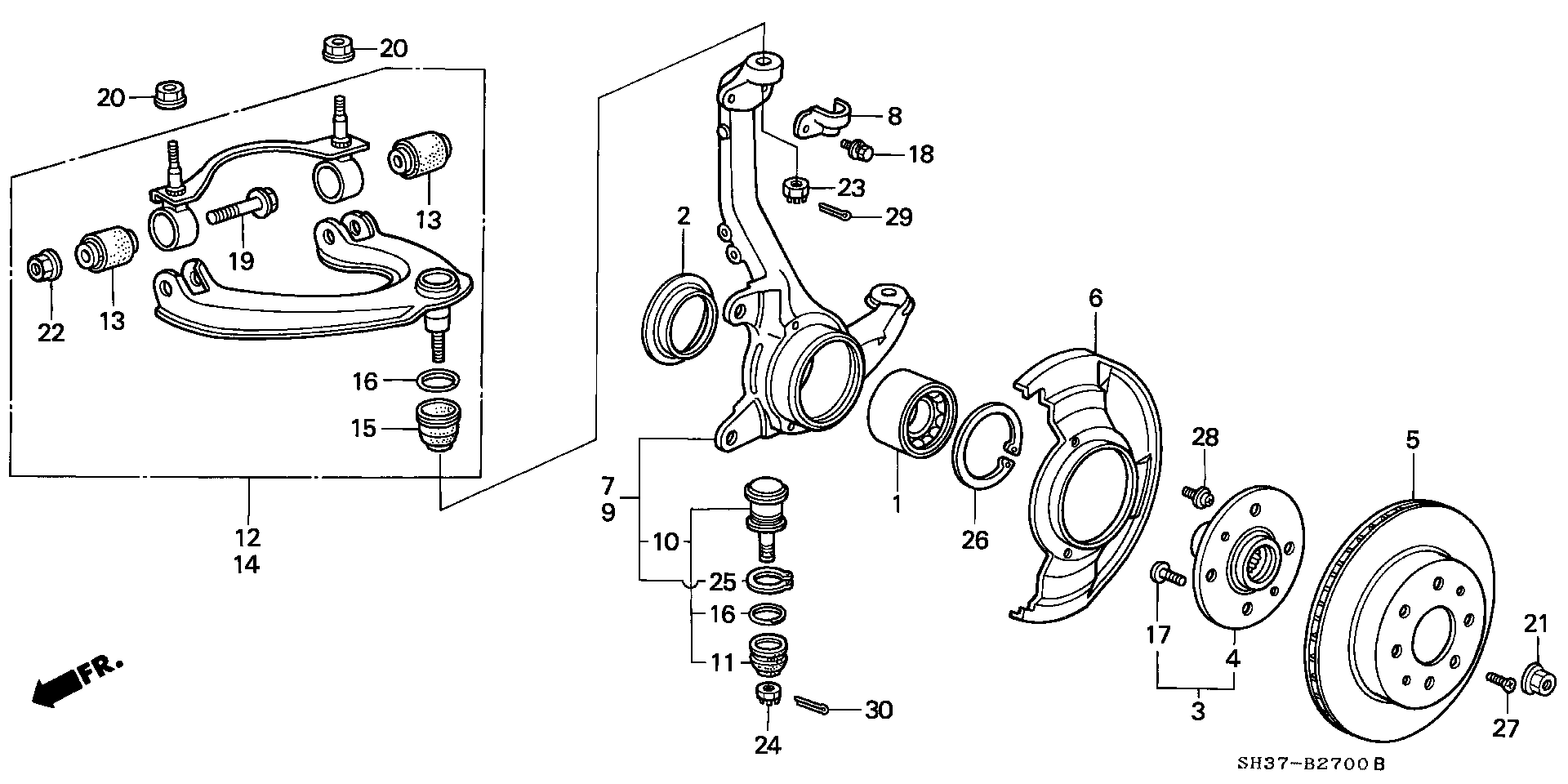 Honda 51464SK7003 - Σετ επικευής, άρθρωση-οδηγός parts5.com