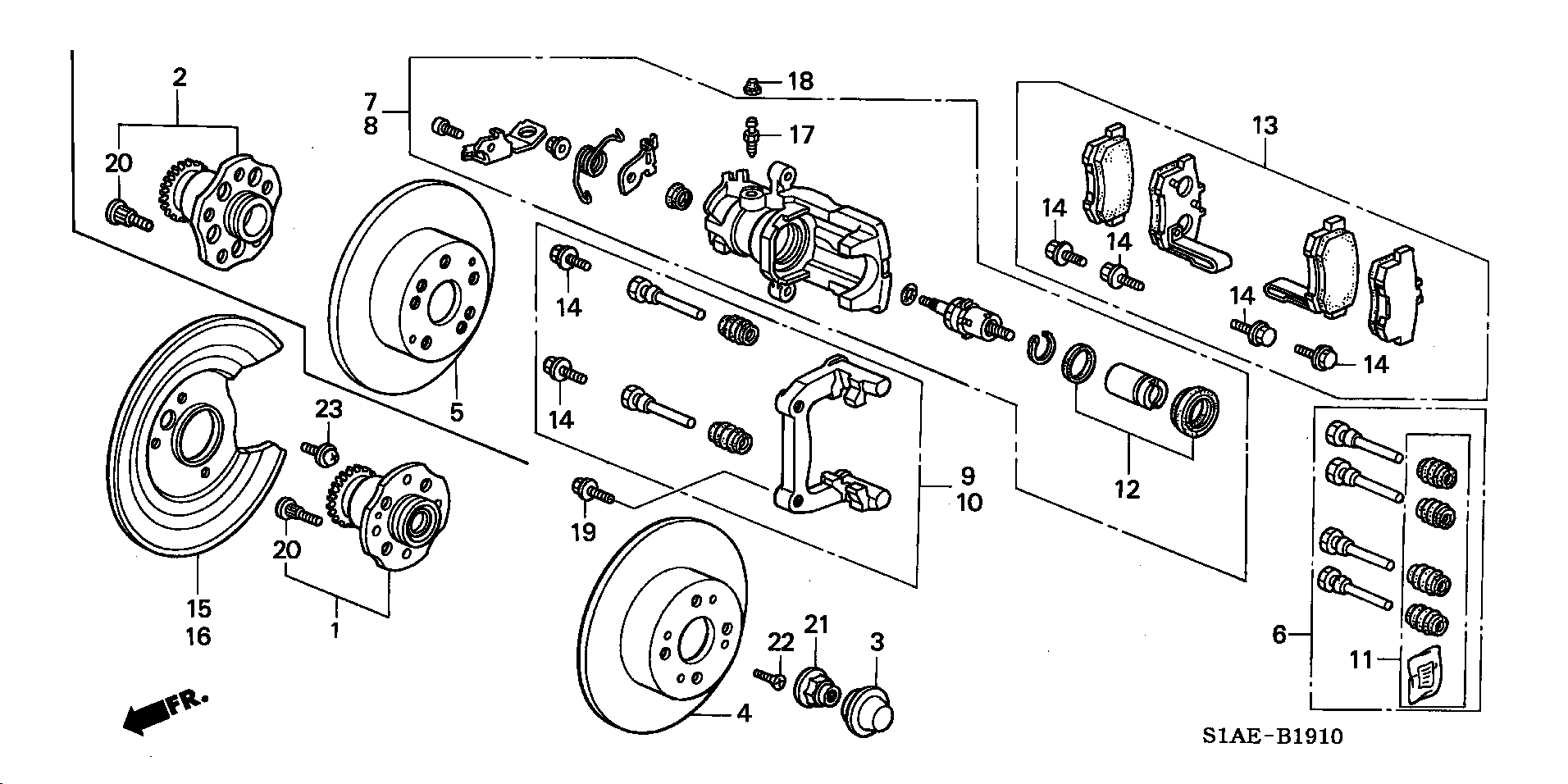 Honda 43010-S1A-E00 - Vezetőpersely-készlet, féknyereg parts5.com