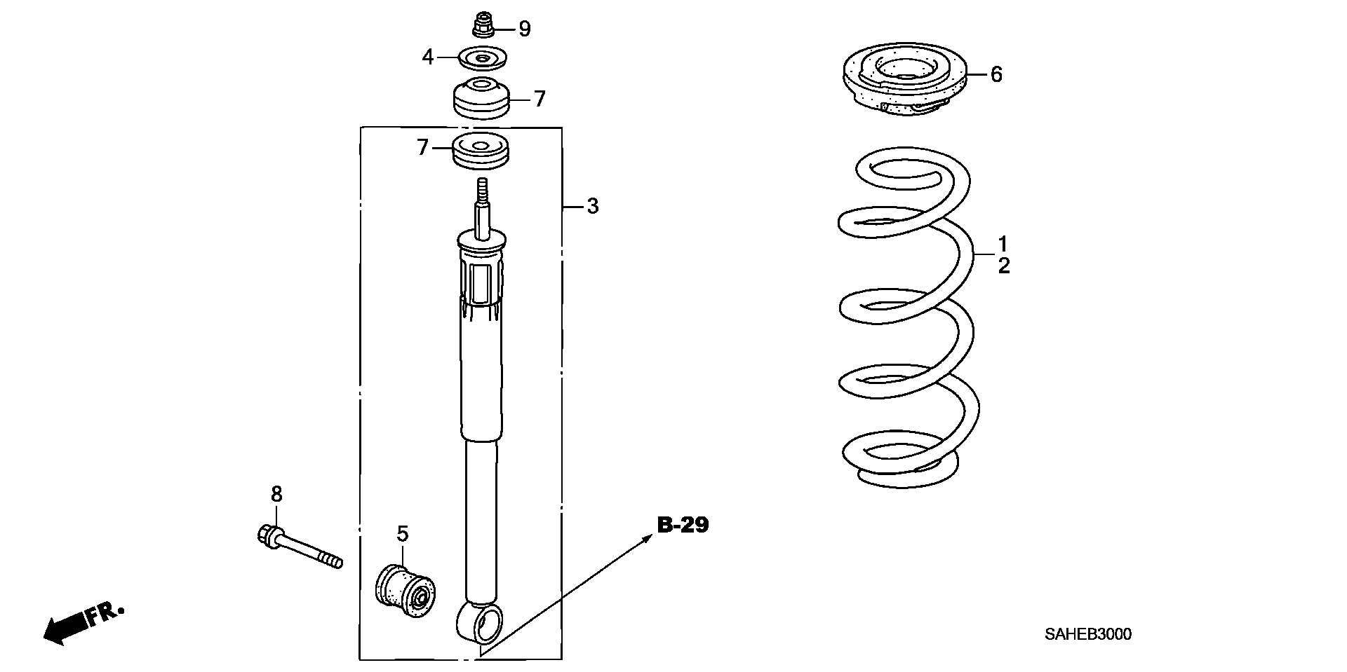 Honda 52610-SAA-E12 - Shock Absorber parts5.com