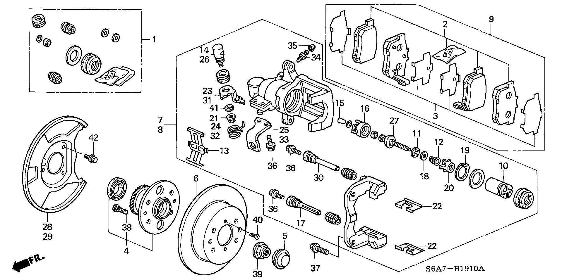 Honda 43022-S6D-E50 - Тормозные колодки, дисковые, комплект parts5.com