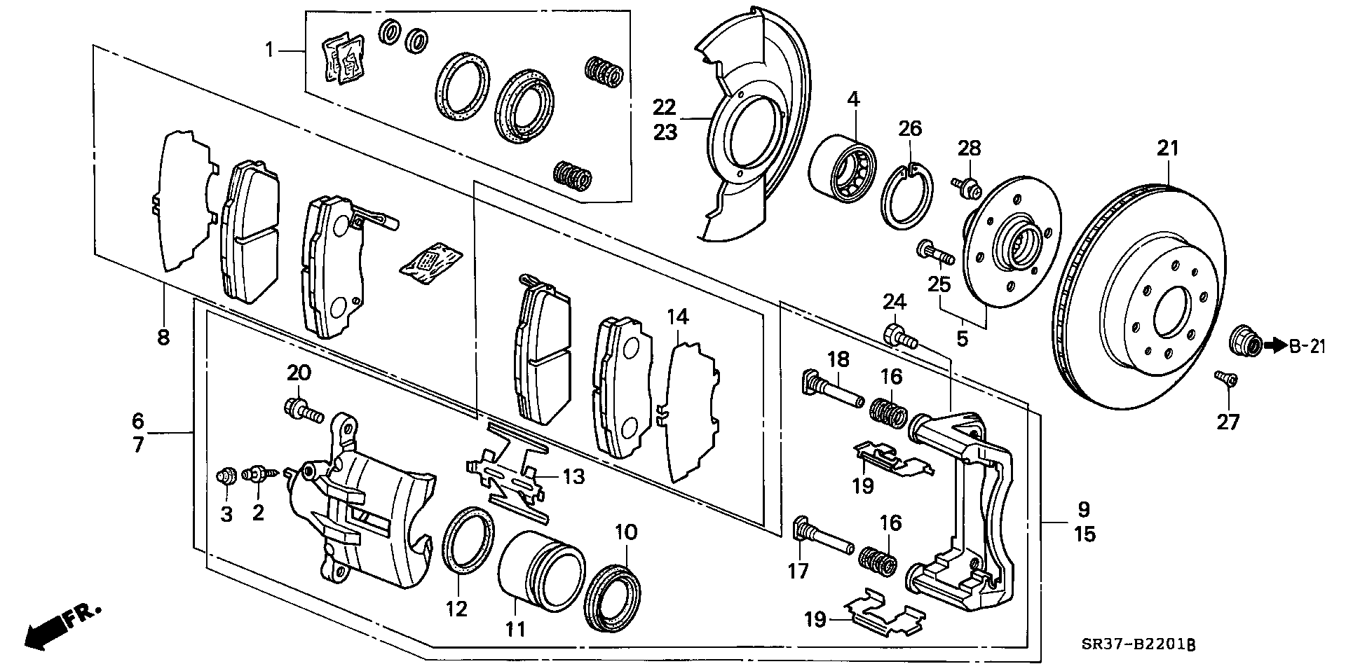 Honda 45022-SR3-910 - Brake Pad Set, disc brake parts5.com