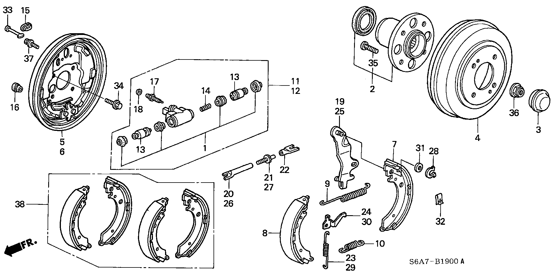 Honda 43053-S6A-E50 - Fren pabuç takımı parts5.com