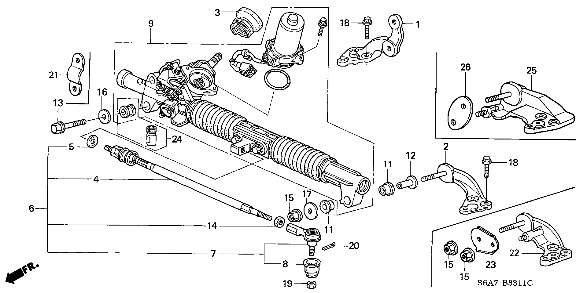 Honda 53521-S5A-003 - Raidetangon pää, suora parts5.com