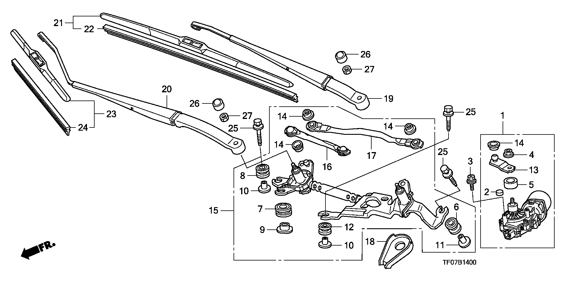 Honda 76630-TF0-G01 - Pyyhkijänsulka parts5.com