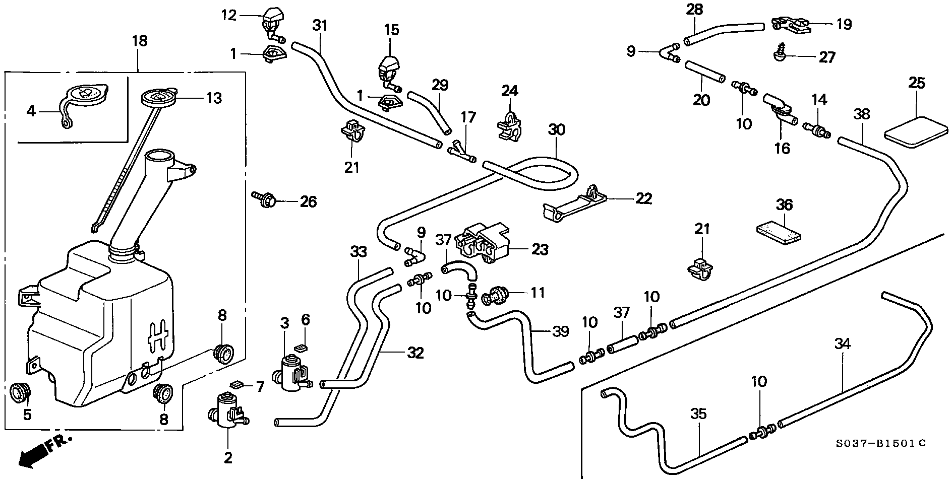 Honda 38512SB0922 - Pumpa za tečnost za pranje, pranje vetrobrana parts5.com