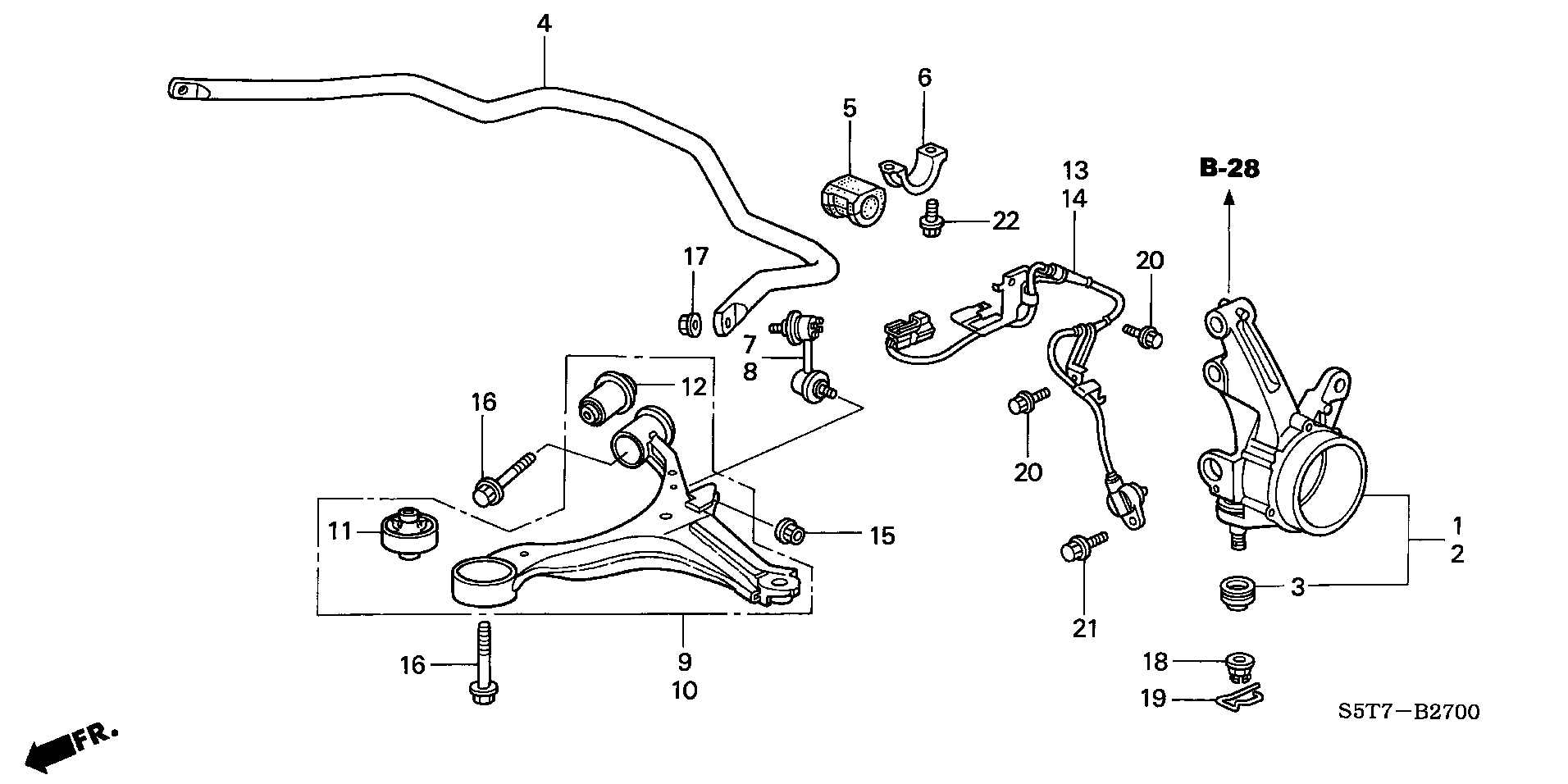 Honda 57455-S5T-E01 - Érzékelő, kerékfordulatszám parts5.com