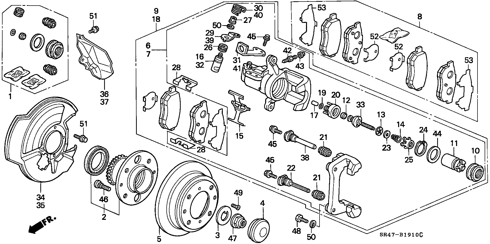 Honda 43022-SR3-G01 - Set placute frana,frana disc parts5.com