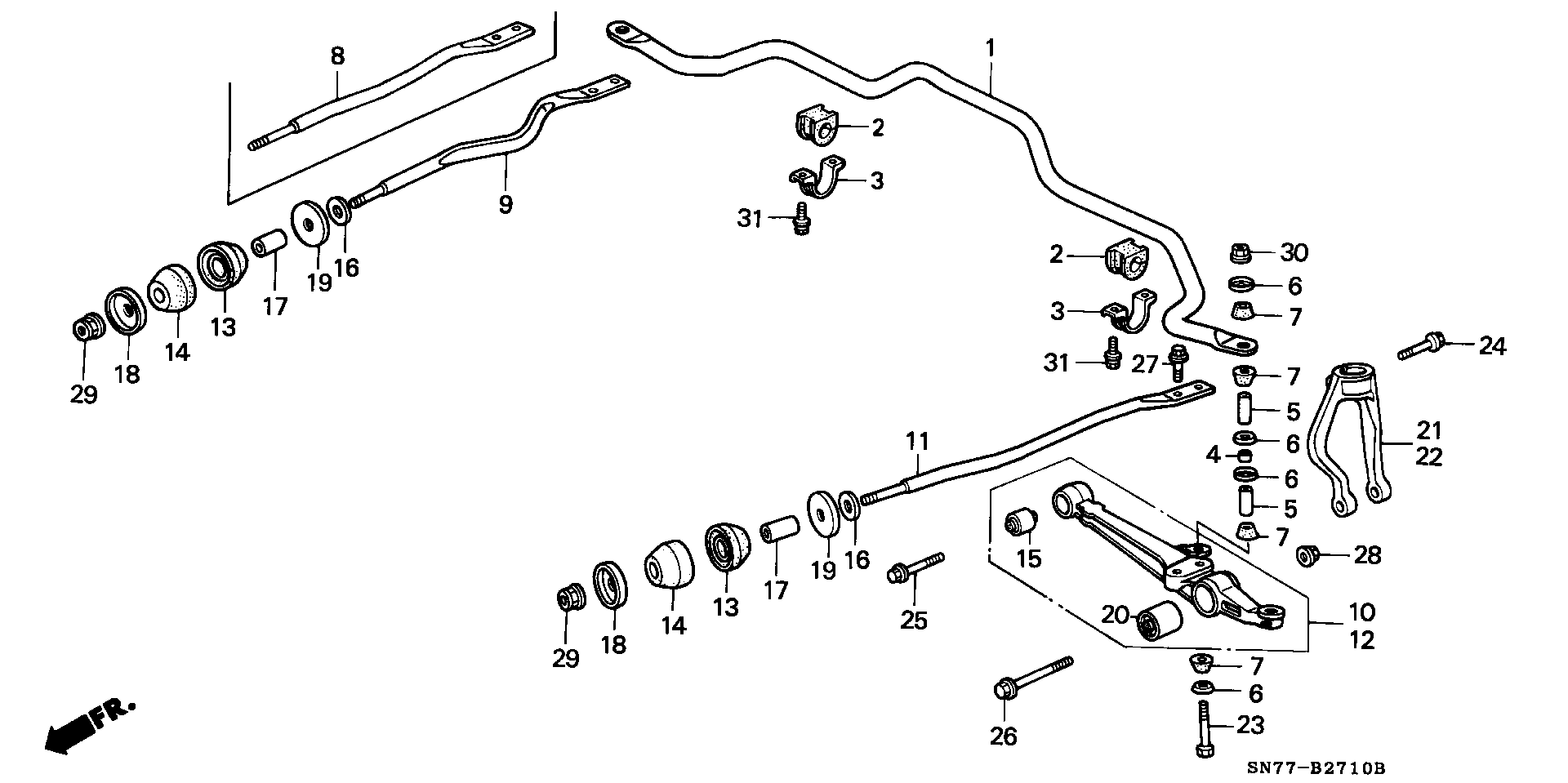 Honda 90112-SM4-020 - Šipka / potporanj, stabilizator parts5.com